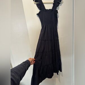 Quince 100% cotton Navy Ruffled Maxi Dress